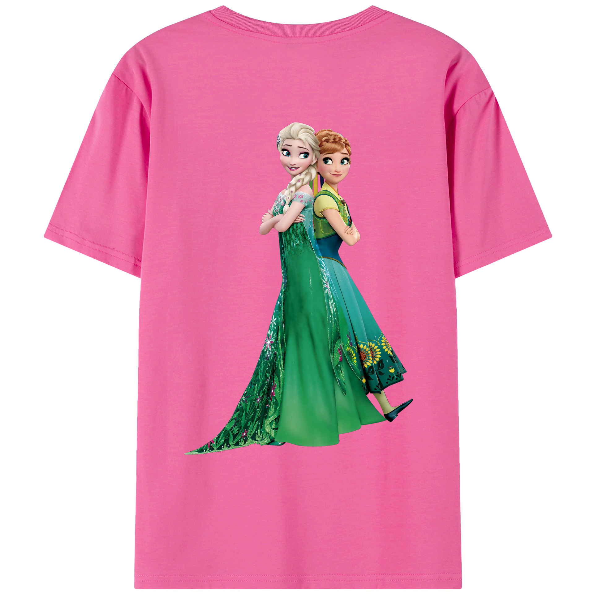 （画像用） アナと雪の女王 アンナ エルサ Frozen Anna Elsa レディース半袖Tシャツ(バックプリント)